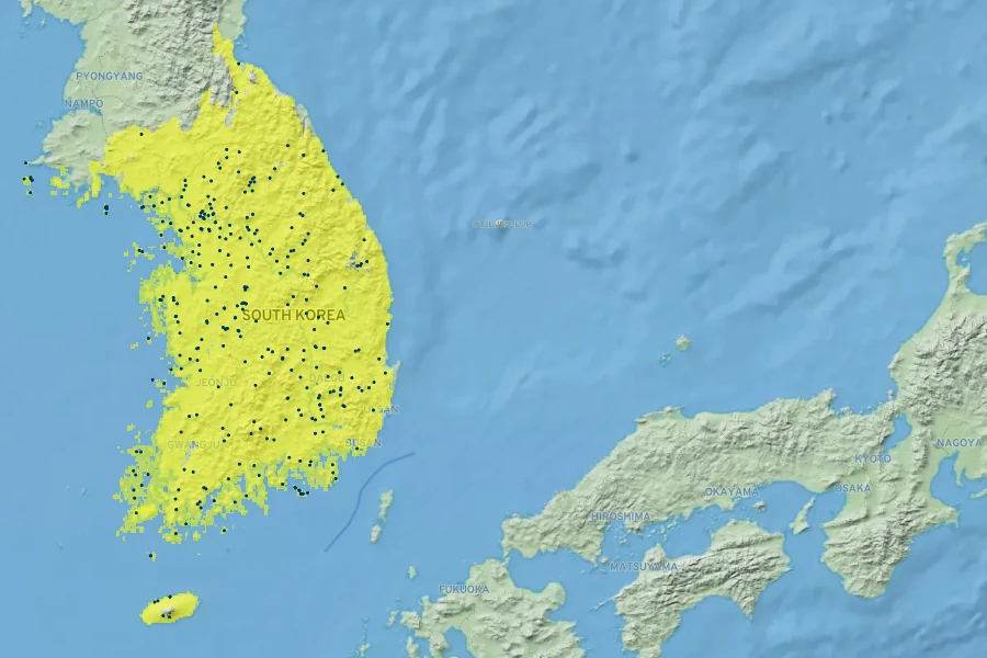 Forsythia koreana Native Range