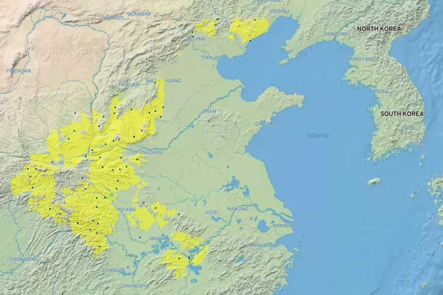 Forsythia suspensa Native Range