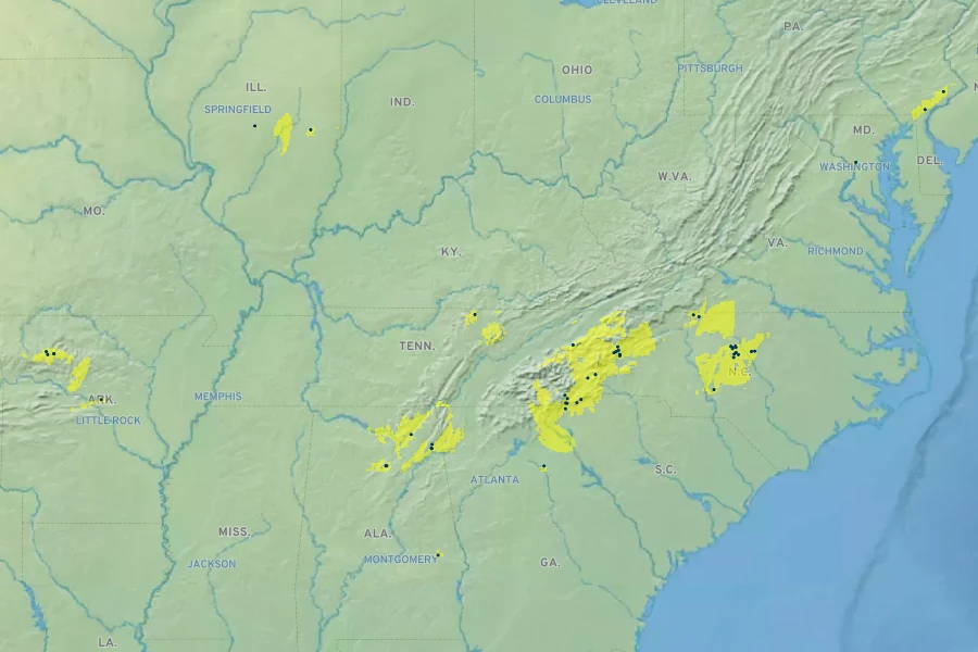 Fothergilla latifolia Native Range