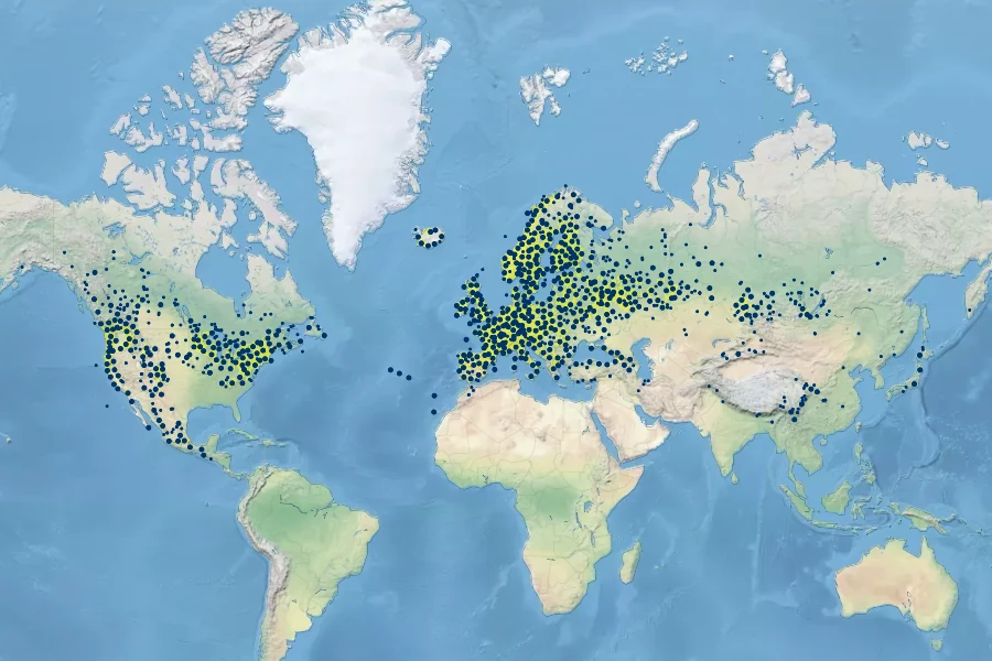 Fragaria vesca Native Range