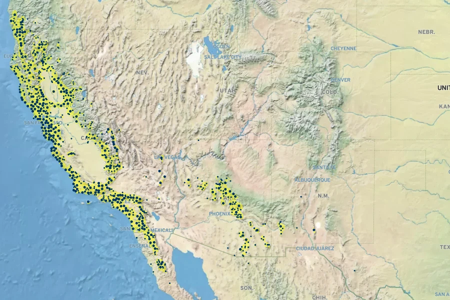 Frangula californica Native Range