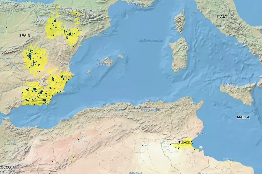 Frankenia thymifolia Native Range