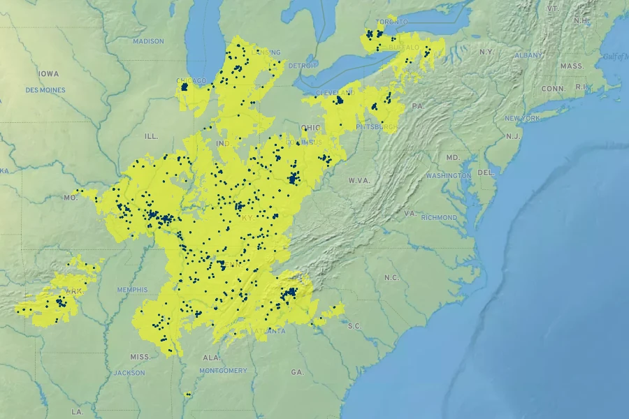 Frasera caroliniensis Native Range