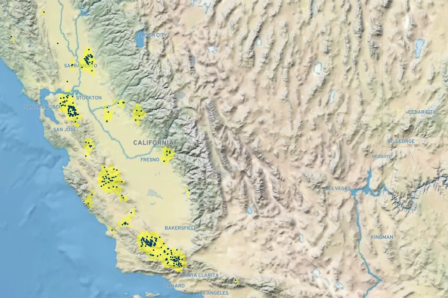 Fritillaria agrestis Native Range
