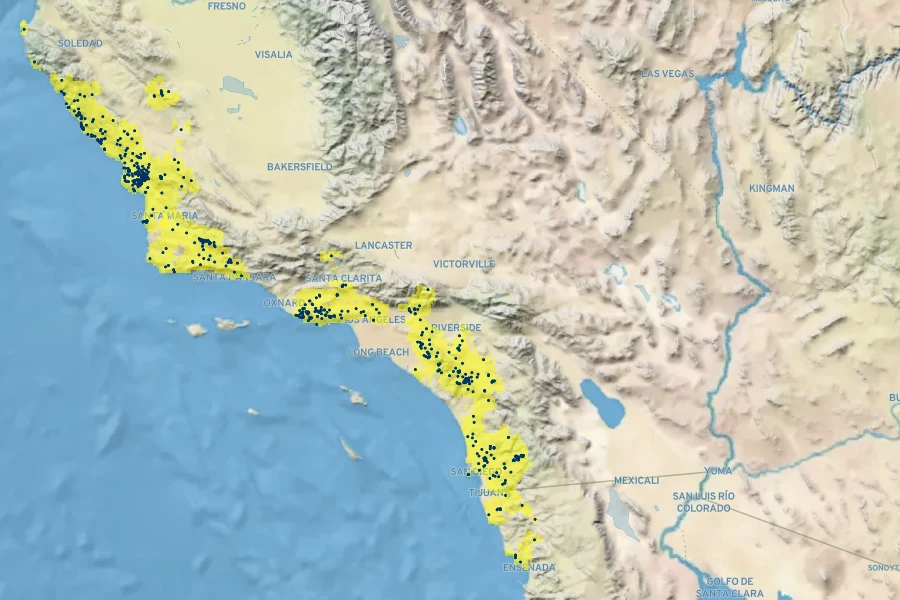 Fritillaria biflora Native Range