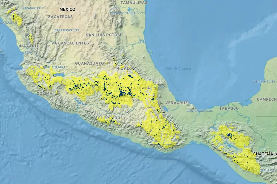 Fuchsia thymifolia Native Range