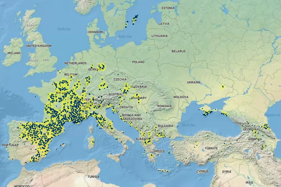 Fumana procumbens Native Range