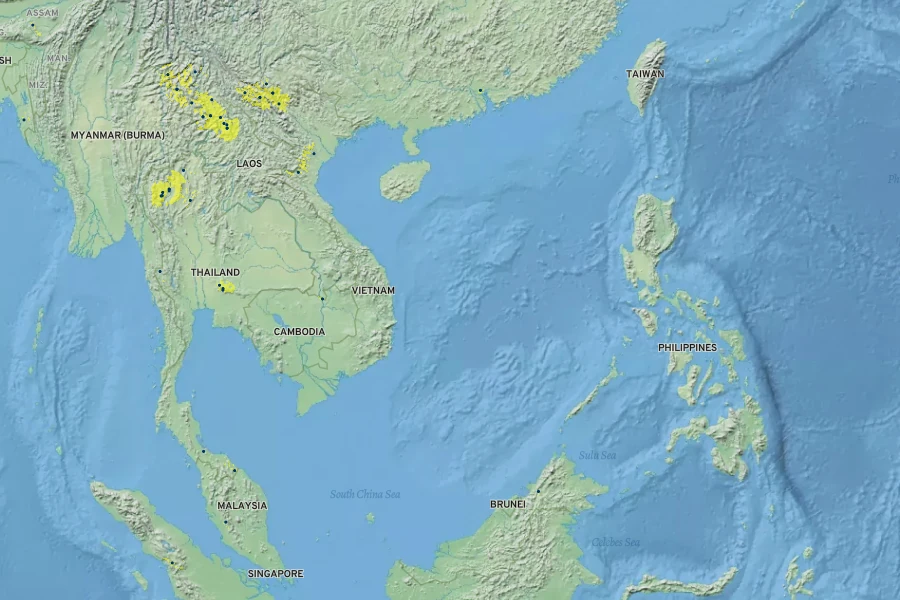 Garcinia cowa Native Range