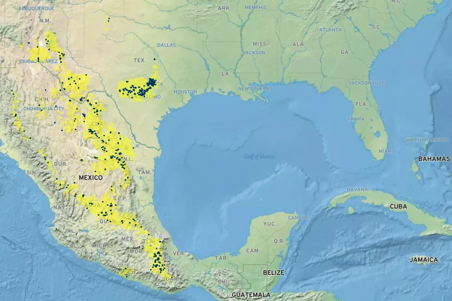 Garrya ovata Native Range