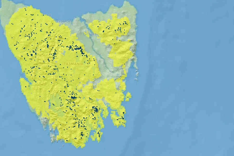Gaultheria hispida Native Range