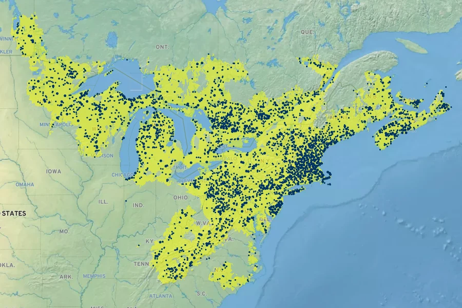 Gaultheria procumbens Native Range