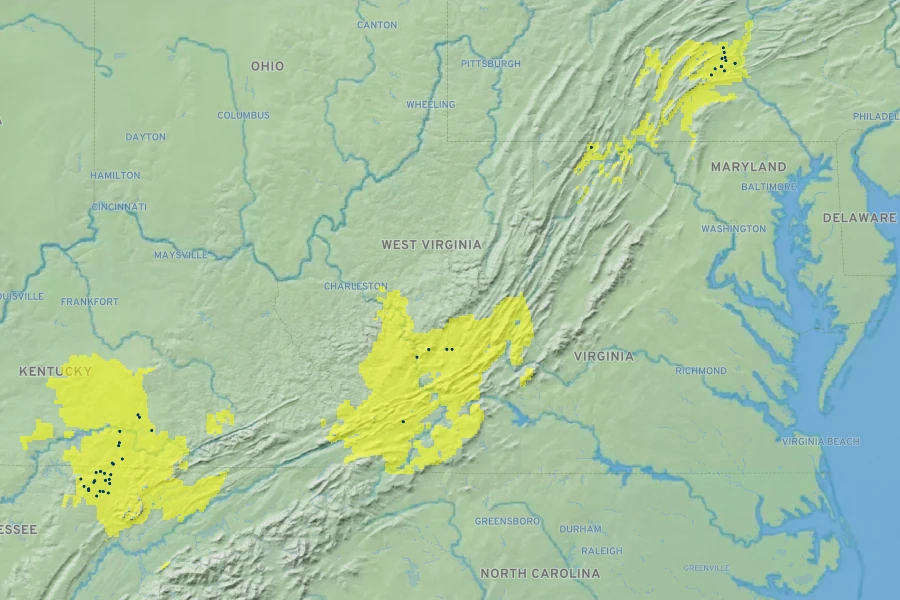 Gaylussacia brachycera Native Range