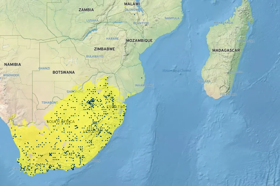 Gazania krebsiana Native Range