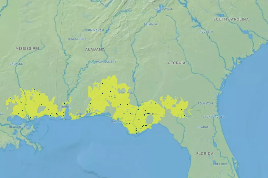 Gelsemium rankinii Native Range
