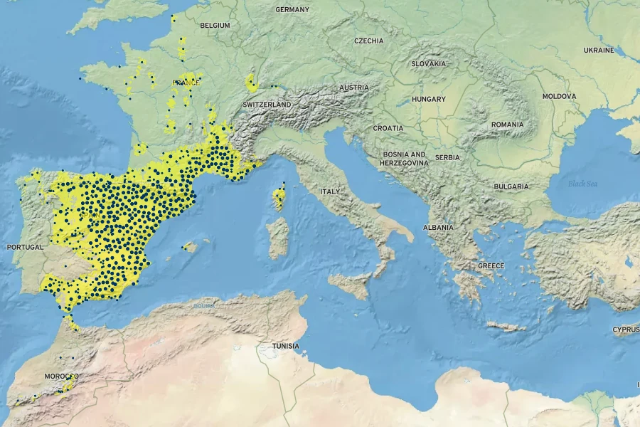 Genista scorpius Native Range