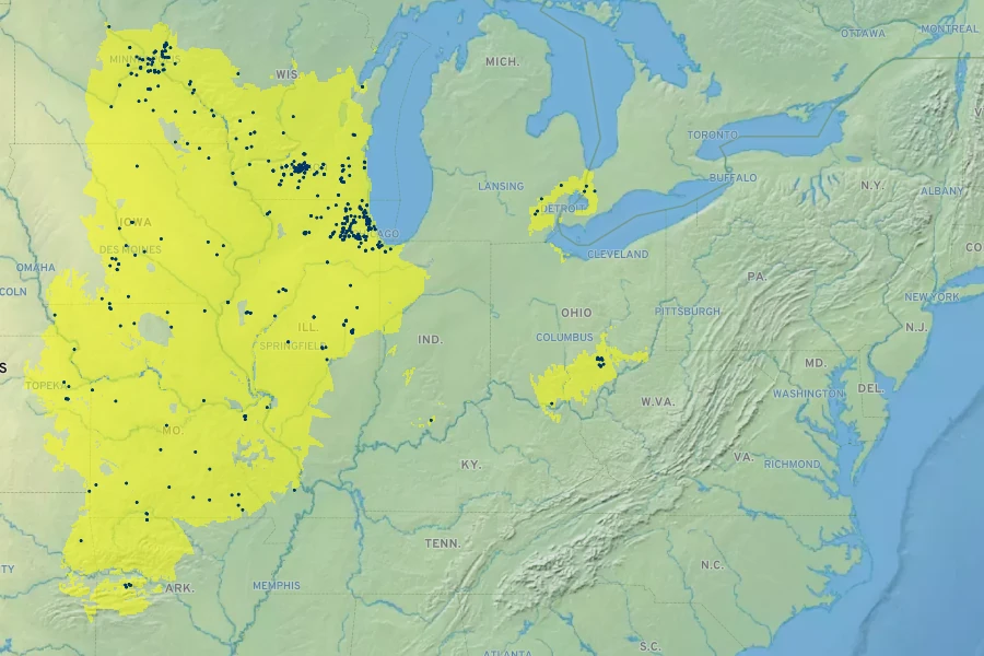 Gentiana alba Native Range