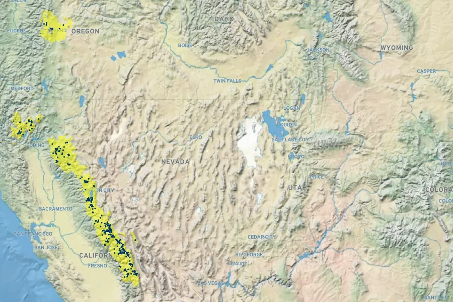 Gentiana newberryi Native Range