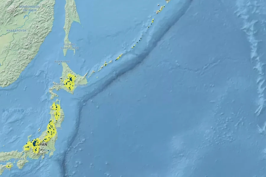 Gentiana nipponica Native Range