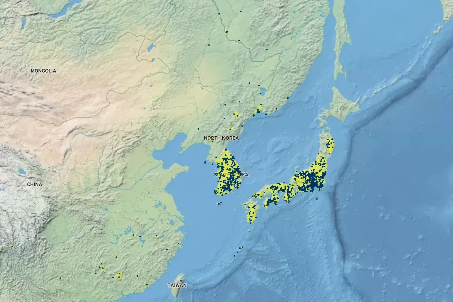 Gentiana scabra Native Range