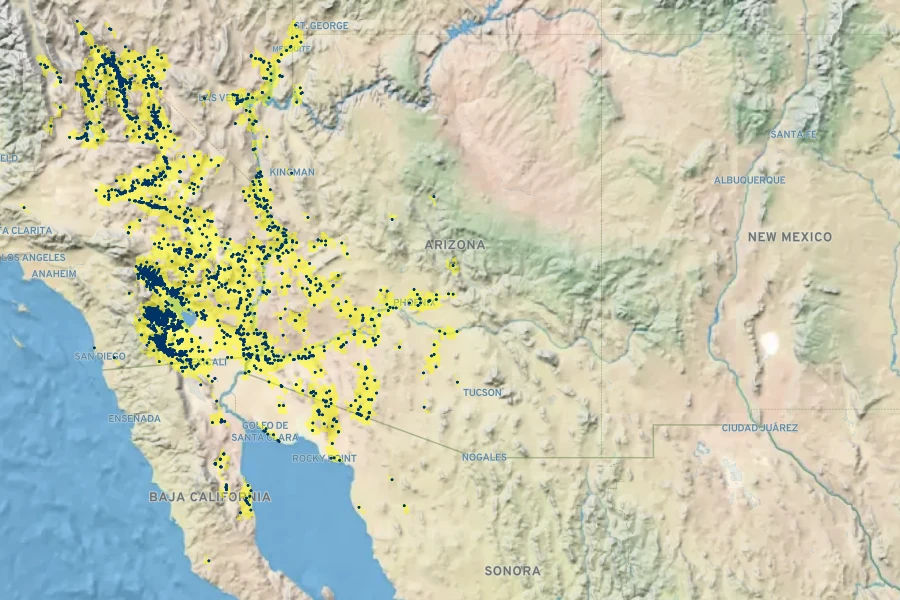 Geraea canescens Native Range