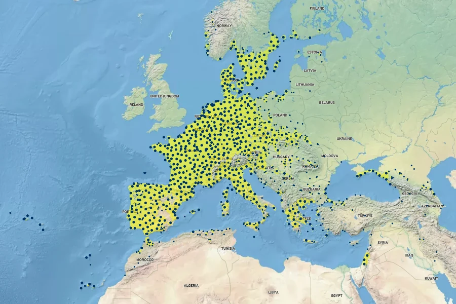 Geranium dissectum Native Range