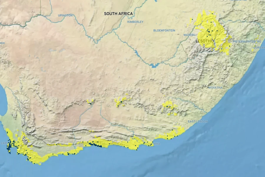 Geranium incanum Native Range