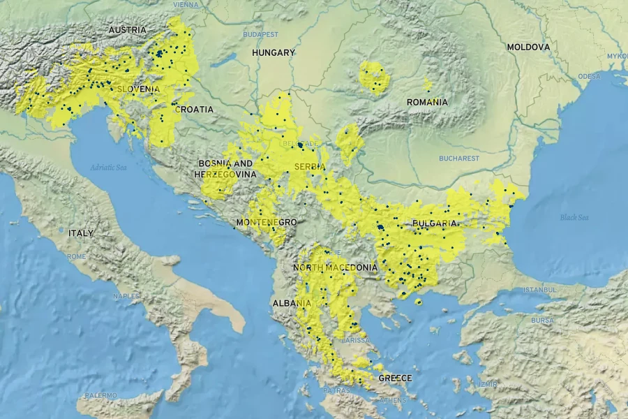Geranium macrorrhizum Native Range