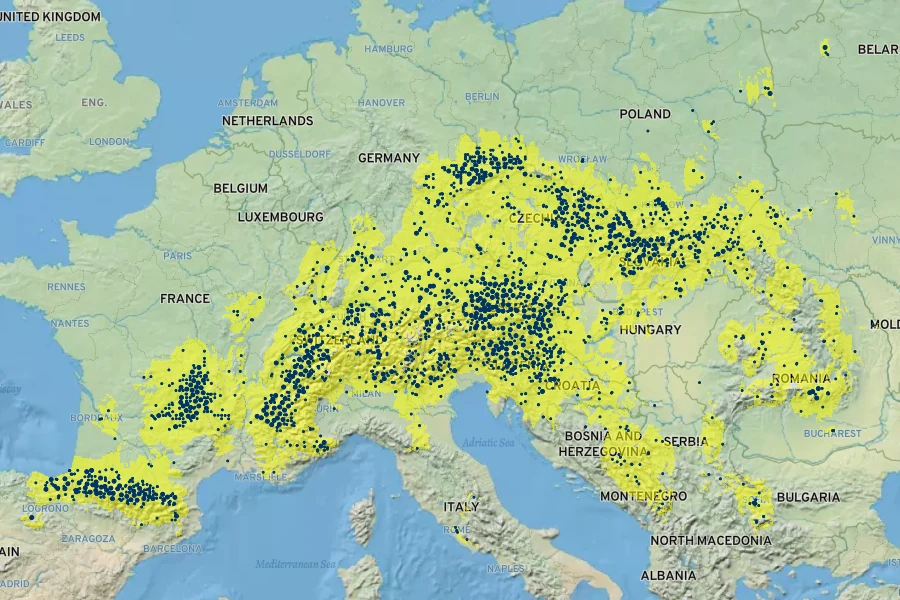 Geranium phaeum Native Range