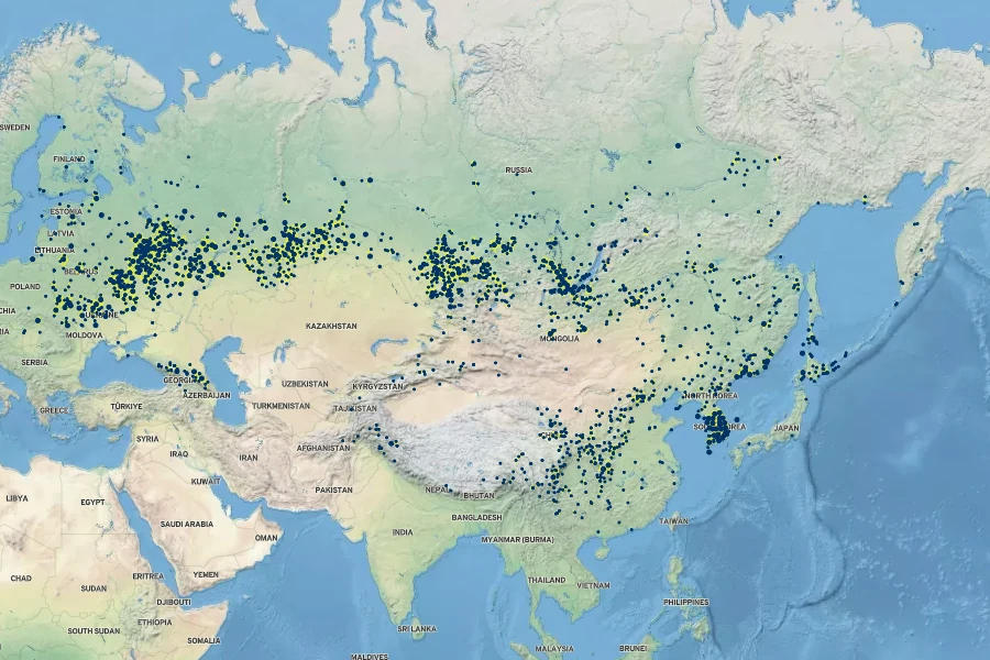 Geranium sibiricum Native Range