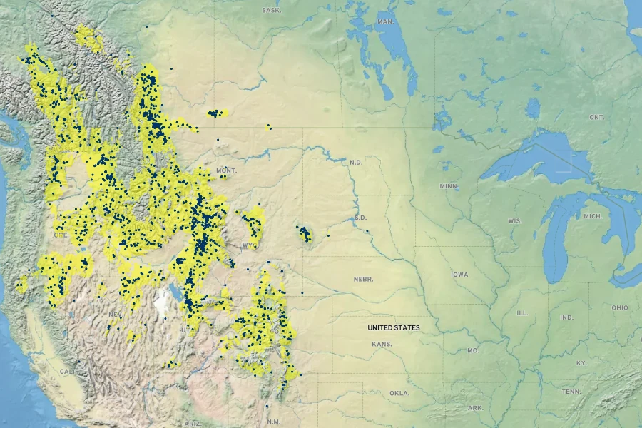 Geranium viscosissimum Native Range