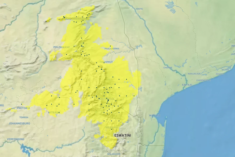 Gerbera jamesonii Native Range