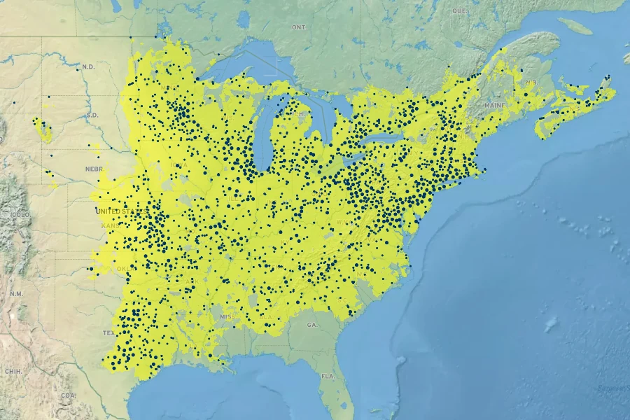 Geum canadense Native Range