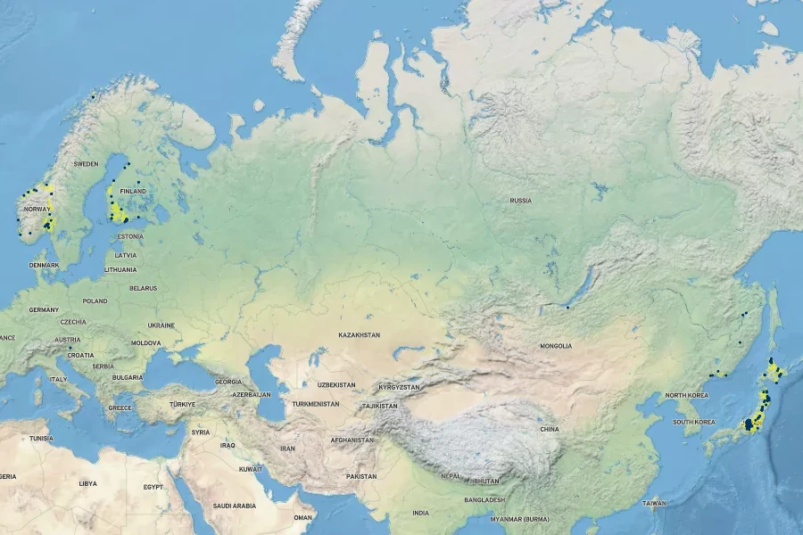 Geum ternatum Native Range