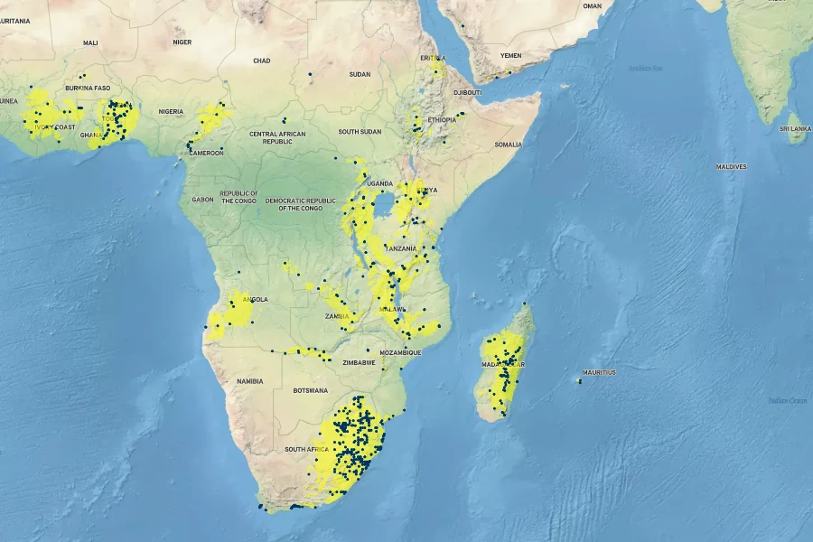 Gladiolus dalenii Native Range
