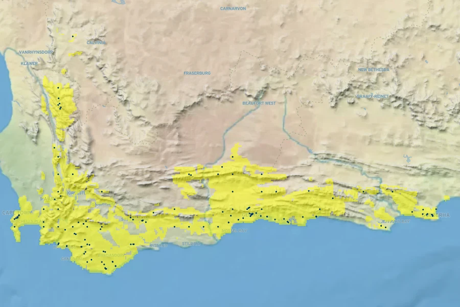 Gladiolus tristis Native Range