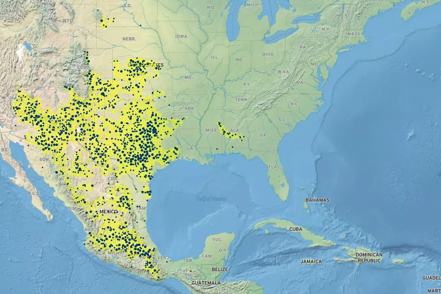 Glandularia bipinnatifida Native Range