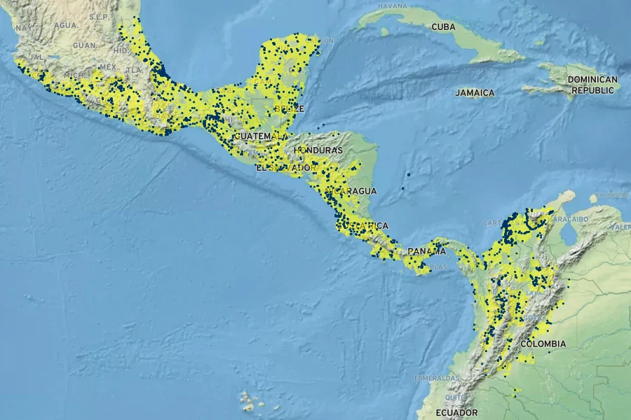 Gliricidia sepium Native Range