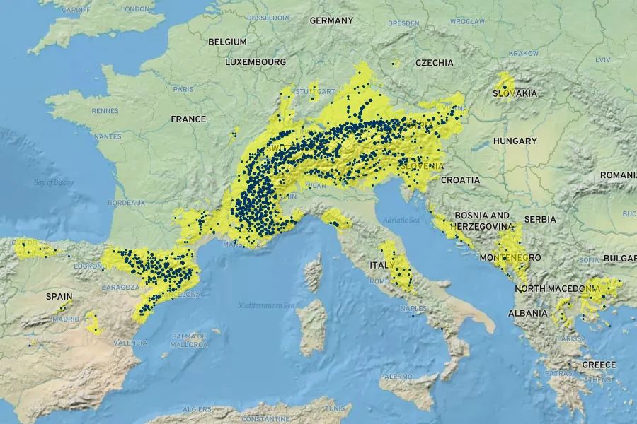 Globularia cordifolia Native Range