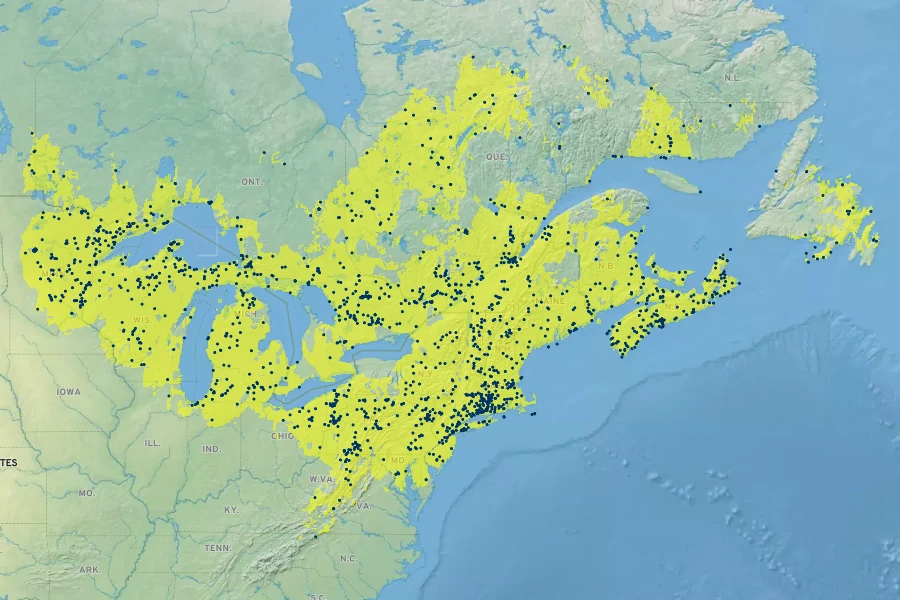 Glyceria canadensis Native Range