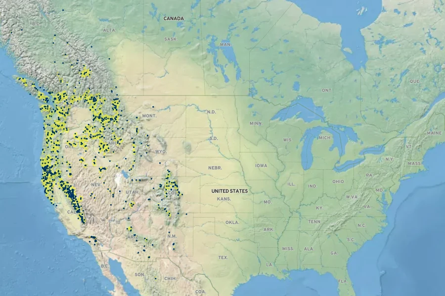Glyceria elata Native Range