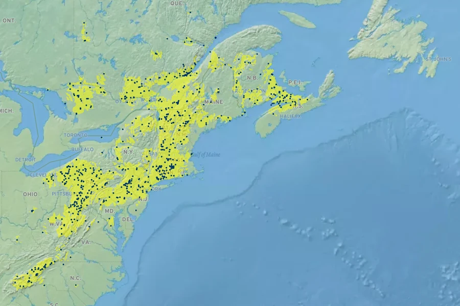 Glyceria melicaria Native Range