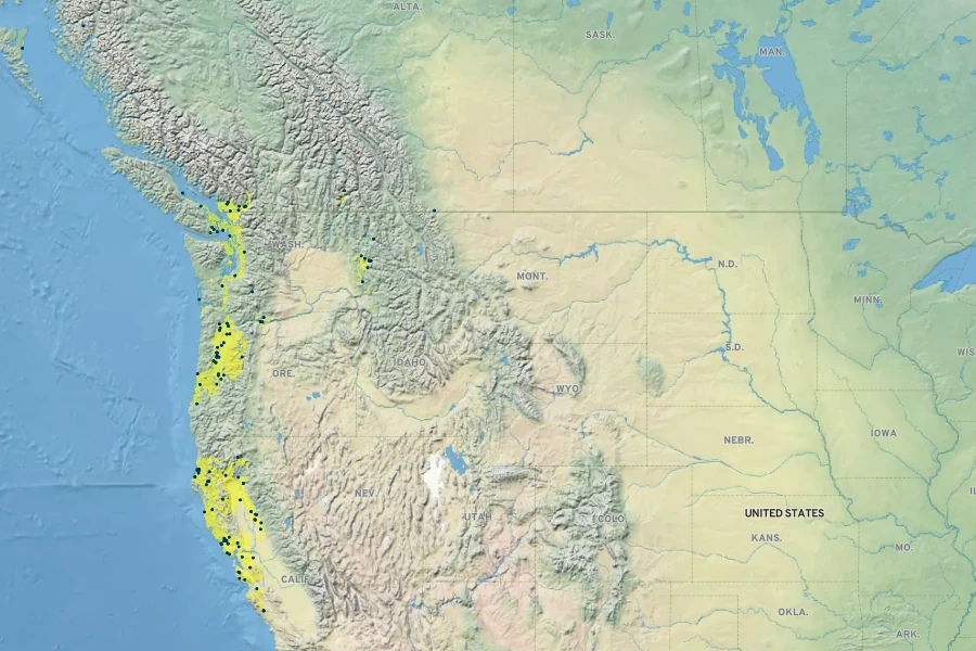 Glyceria occidentalis Native Range