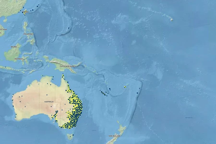 Glycine tabacina Native Range