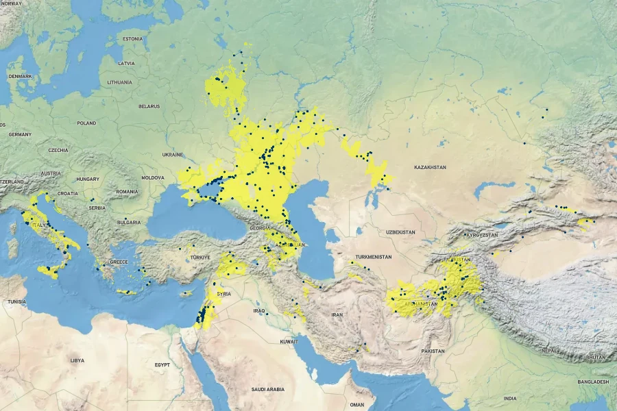 Glycyrrhiza glabra Native Range