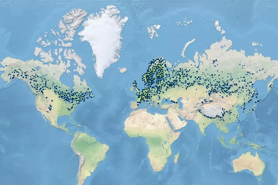 Goodyera repens Native Range
