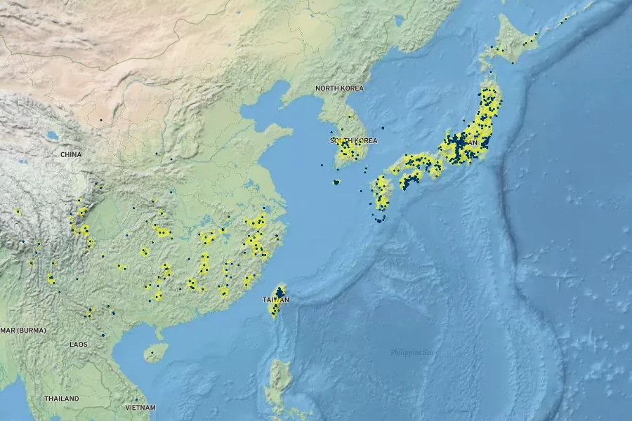 Goodyera schlechtendaliana Native Range
