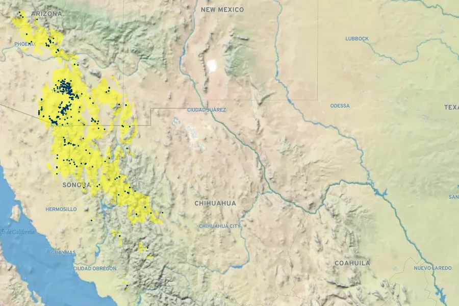 Gossypium thurberi Native Range