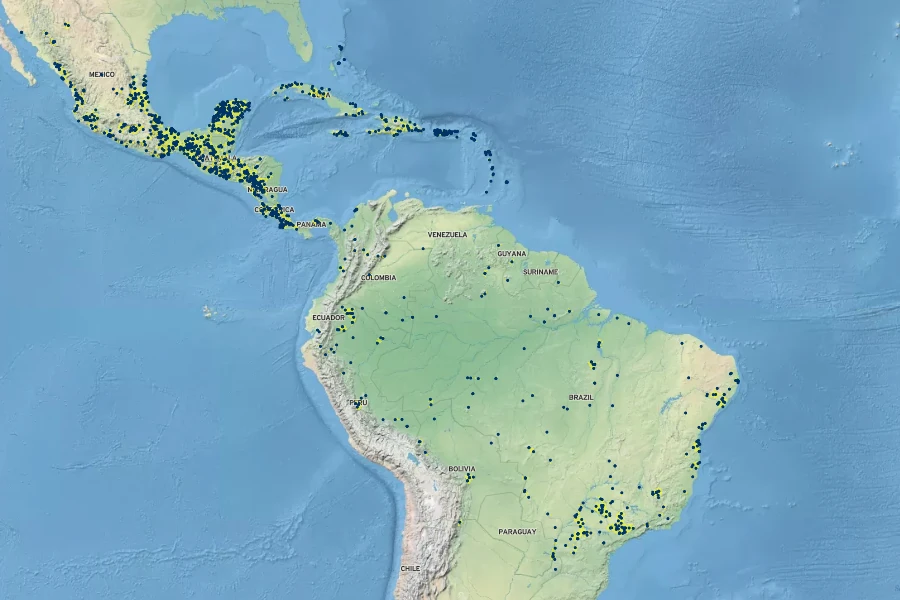 Gouania lupuloides Native Range