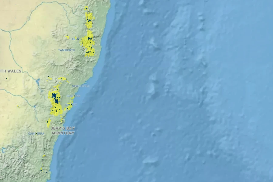 Grevillea acanthifolia Native Range