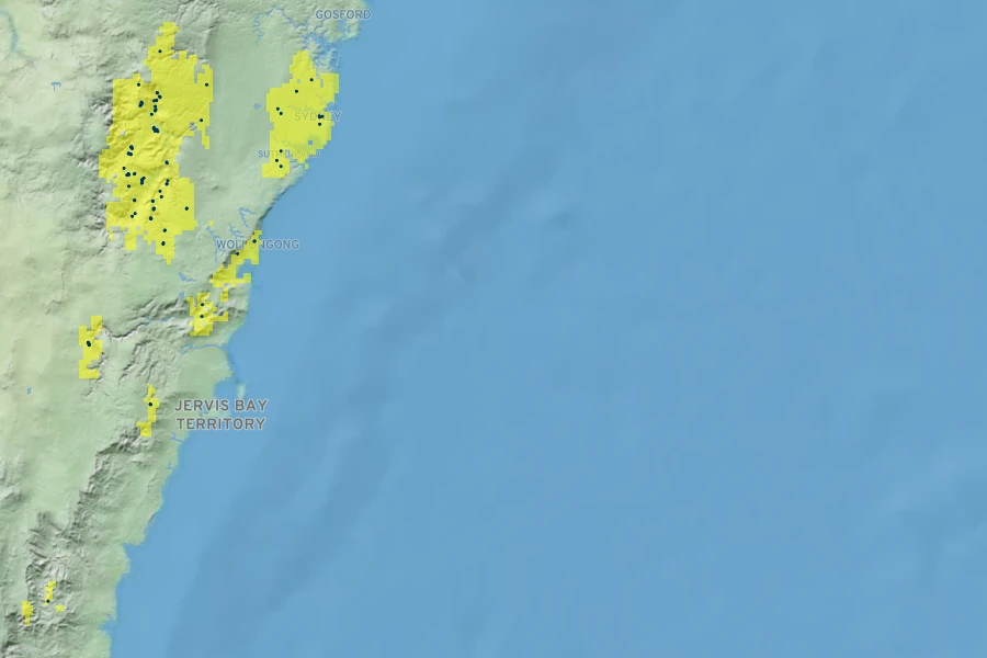 Grevillea aspleniifolia Native Range